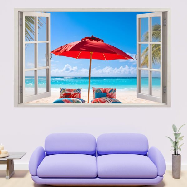 Parasol Holiday Beach Self-adhesive Poster Wall Sticker Poster Mural Decal