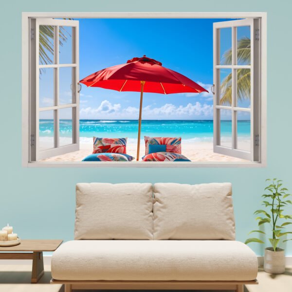 Parasol Holiday Beach Self-adhesive Poster Wall Sticker Poster Mural Decal