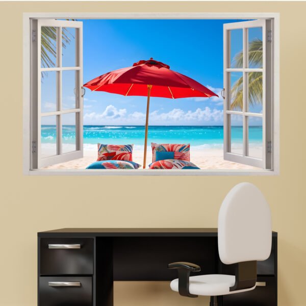 Parasol Holiday Beach Self-adhesive Poster Wall Sticker Poster Mural Decal