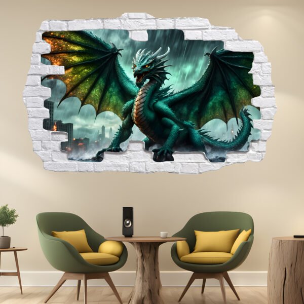 Big 3D Japanese Dragon Decal Poster Self-adhesive Wall Sticker Mural