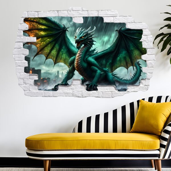 Big 3D Japanese Dragon Decal Poster Self-adhesive Wall Sticker Mural