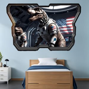 Astronaut Dinosaurs in Space Wall Sticker – Decal Sticker | Self-Adhesive Poster, Removable Vinyl