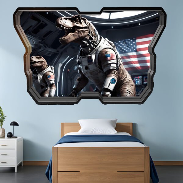 Astronaut Dinosaurs in Space Wall Sticker – Decal Sticker | Self-Adhesive Poster, Removable Vinyl
