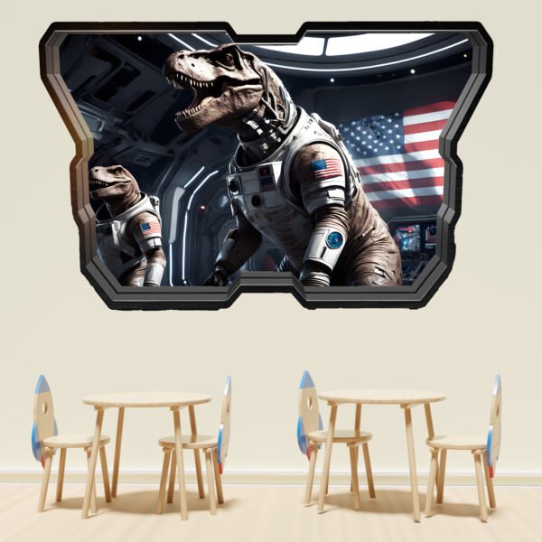 Astronaut Dinosaurs in Space Wall Sticker – Decal Sticker | Self-Adhesive Poster, Removable Vinyl