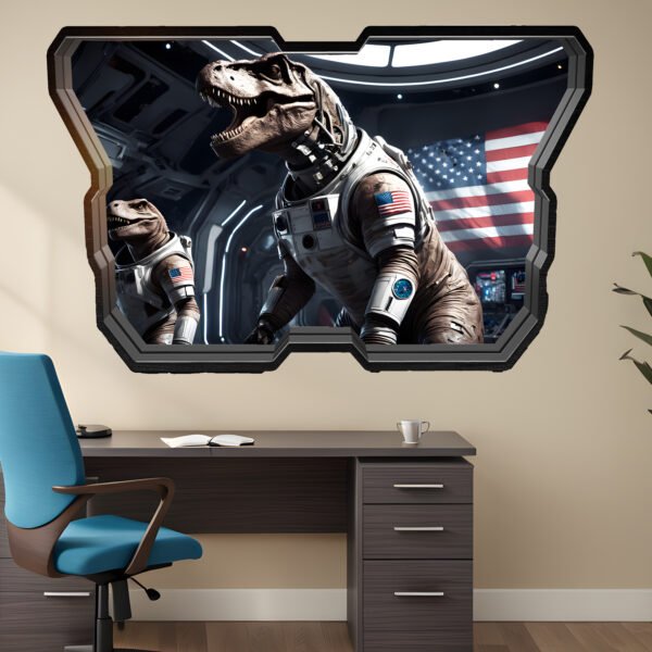 Astronaut Dinosaurs in Space Wall Sticker – Decal Sticker | Self-Adhesive Poster, Removable Vinyl