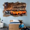 Sports Car Decal Wall Sticker | Self-Adhesive Poster, Mural, Removable Vinyl | Home, Nursery, Office, Room Decor 1330