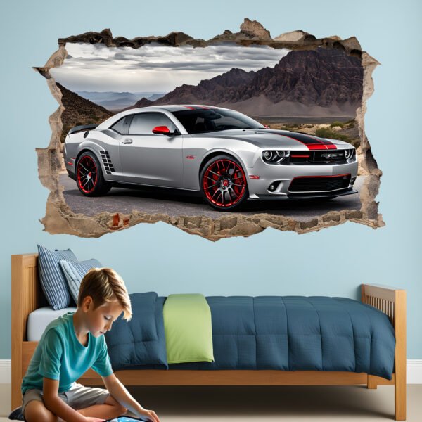 Muscle Car Wall Decal Sticker | Self-Adhesive Poster, Mural, Removable Vinyl | Home, Nursery, Office, Room Decor 1332