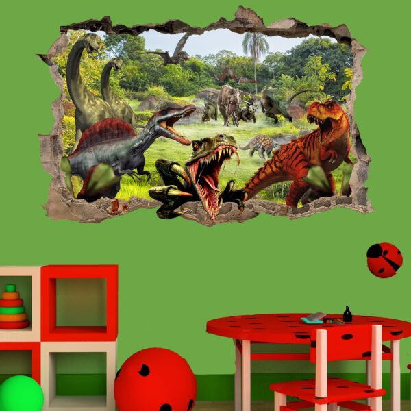 Jungle Colorful Dinosaurs Wall Sticker Mural