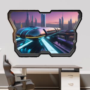 Futuristic Levitating Train Wall Art Sticker Self-adhesive Mural Decal Poster