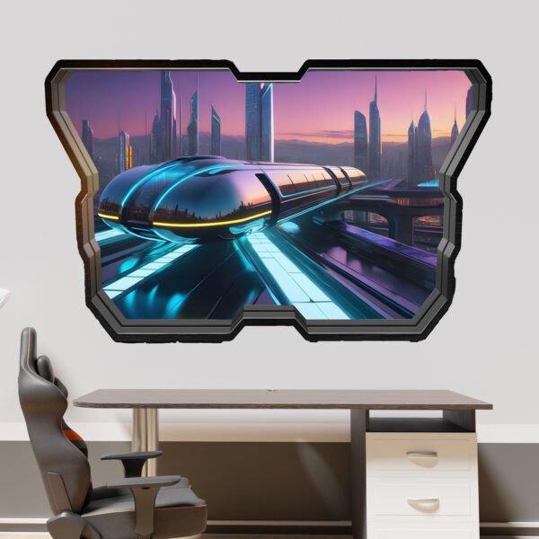 Futuristic Levitating Train Wall Art Sticker Self-adhesive Mural Decal Poster