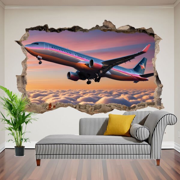 Passenger Airplane Flight Wall Sticker Self-adhesive Mural Decal Poster