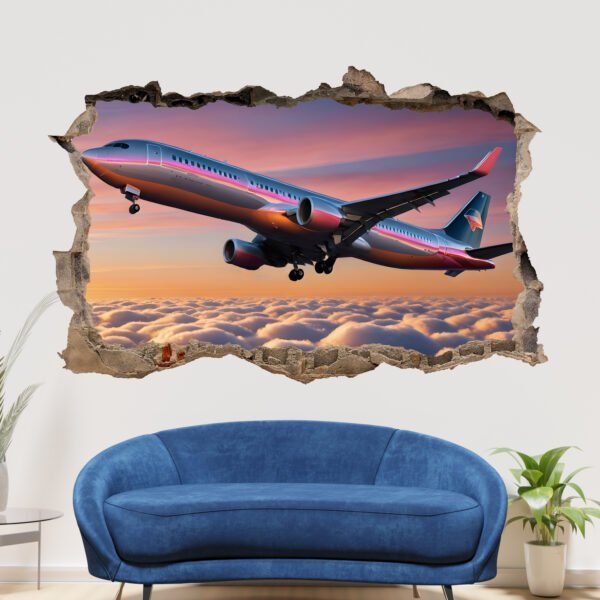 Passenger Airplane Flight Wall Sticker Self-adhesive Mural Decal Poster