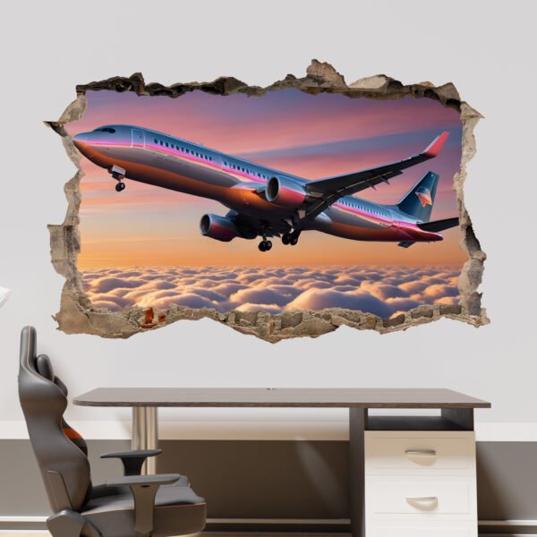 Passenger Airplane Flight Wall Sticker Self-adhesive Mural Decal Poster