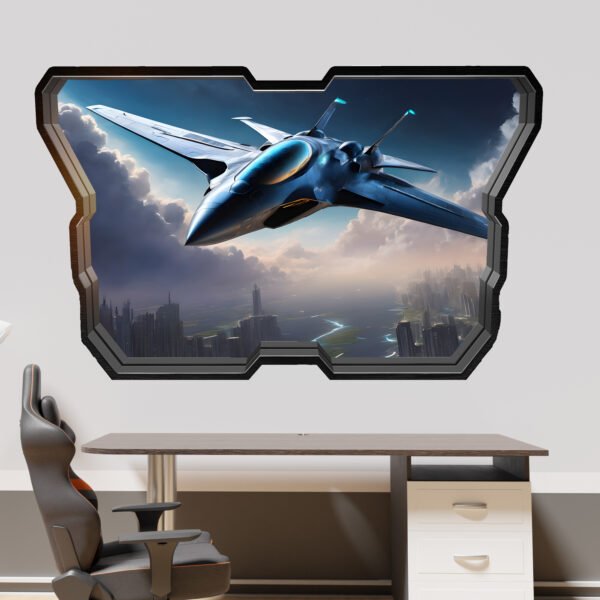 New Gen Fighter Jet on Sky Wall Sticker Self-adhesive Mural Decal Poster