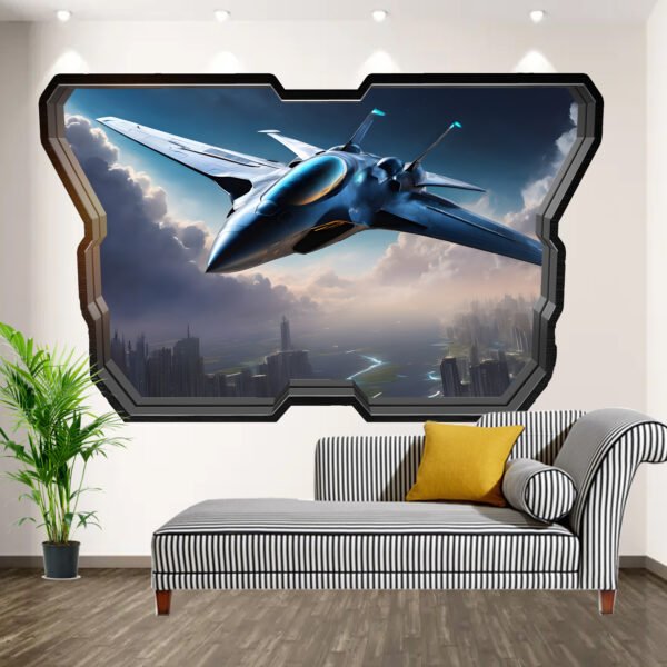 New Gen Fighter Jet on Sky Wall Sticker Self-adhesive Mural Decal Poster