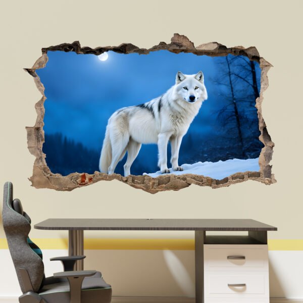 Alpha White Wolf Snow Wall Sticker Mural Decal Poster