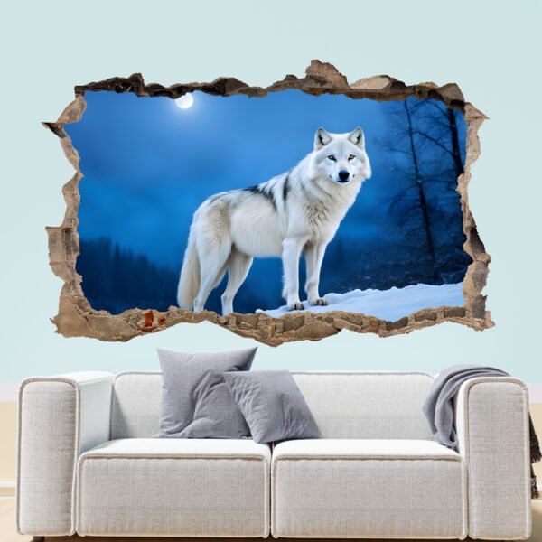 Alpha White Wolf Snow Wall Sticker Mural Decal Poster