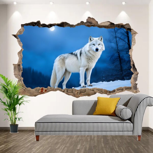 Alpha White Wolf Snow Wall Sticker Mural Decal Poster