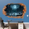 Pack of Wolves In Dark Forest Wall Sticker Mural Decal Poster