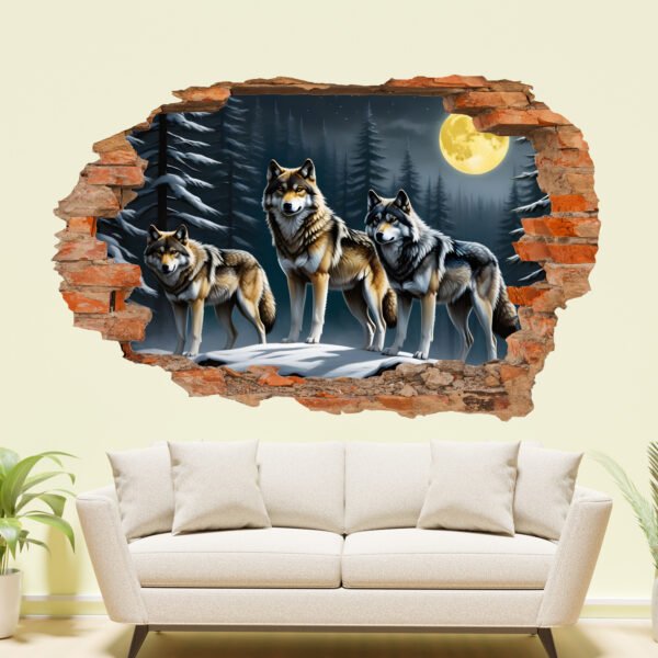 Epic Wolves Full Moon Wall Sticker Mural Decal Poster
