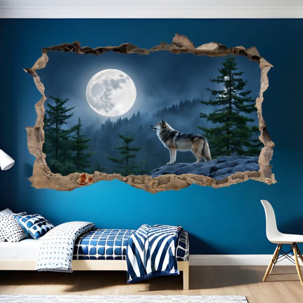 Lone Wolf Fool Moon Wall Sticker Mural Decal Poster Bedroom Office Nursery Home Decor 932