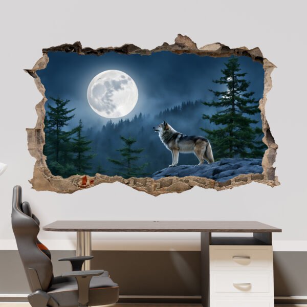 Lone Wolf Fool Moon Wall Sticker Mural Decal Poster Bedroom Office Nursery Home Decor 932
