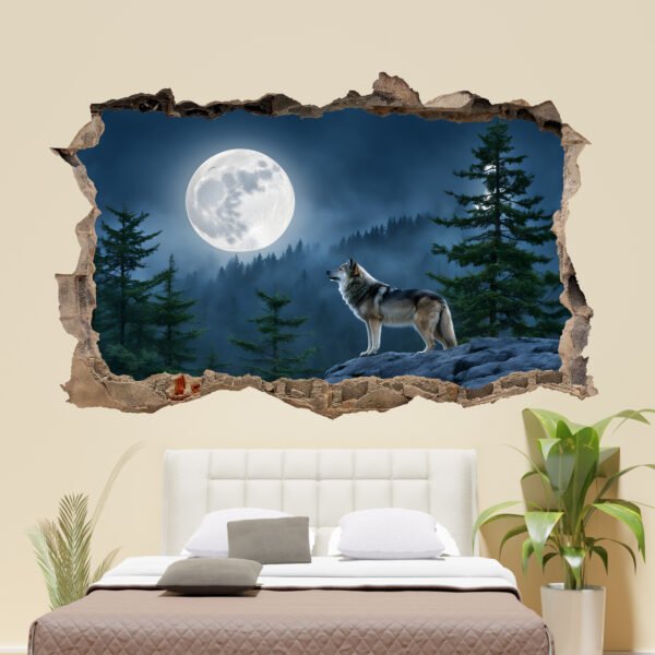 Lone Wolf Fool Moon Wall Sticker Mural Decal Poster Bedroom Office Nursery Home Decor 932