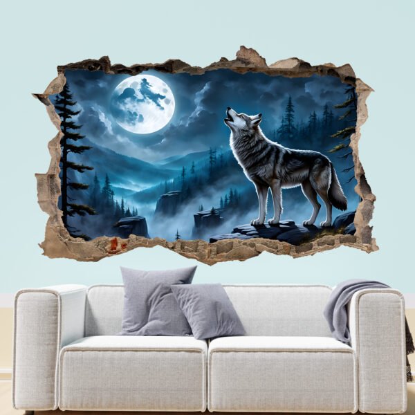 Howling Lone Wolf Wall Sticker Mural Decal Poster