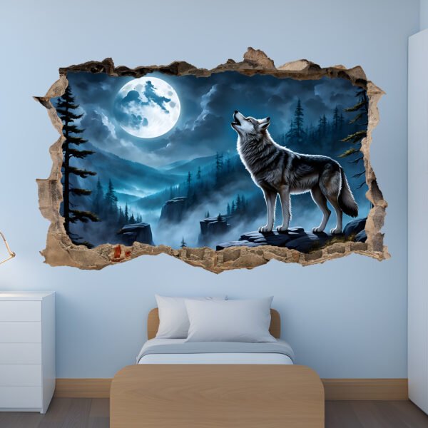 Howling Lone Wolf Wall Sticker Mural Decal Poster