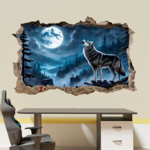 Howling Lone Wolf Wall Sticker Mural Decal Poster