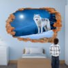 White Alpha Wolf Snow Mural Decal Sticker Poster