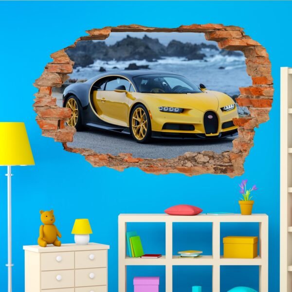 Super Sport Car Chiron Wall Stickers 3d Effect Art Room Office Nursery Shop Home Decoration Decal Mural UD2